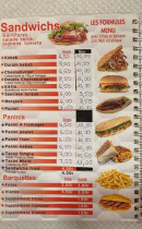 Carte et menu de L'Antalya à Giromagny — Sandwiches