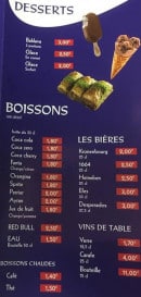 Menu L'Antalya - Desserts et boissons 