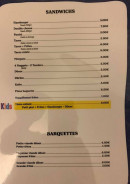 Menu L'Olive Bleue - Les sandwiches et barquettes
