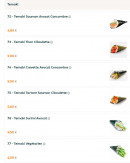 Menu Sushi So - Les temakis