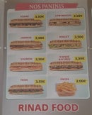 Menu Rinad Food - Les paninis