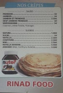 Menu Rinad Food - Les crêpes