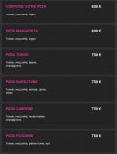 Menu Pizza milano 91 - Les pizzas à base tomate: marguerita, torino,...