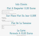 Carte et menu de Bar de l'Hôtel de Ville à Ballainvilliers — Les plats à emporter, formule