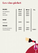 Carte et menu de Bar de l'Hôtel de Ville à Ballainvilliers — Les vins pichet
