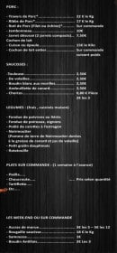Carte et menu de Rôtisserie Richard à Longjumeau — Porc, saucisse, légumes,...