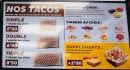 Menu 33 Burger Street - Les tacos