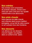 Menu Le Soleil du Portugal - Les entrées, plats et desserts