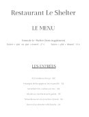 Menu Le Shelter - Les entrées