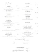 Menu Le Shelter - Les vins