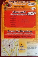 Menu Jardin du kohistan - Les menus et les boissons