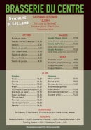 Menu Brasserie du Centre - La formule midi de la semaine