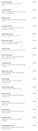 Menu Pizza Bugati - pizza junior page 2