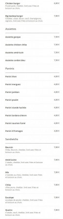 Menu Pizza Bugati - Les assiettes, paninis et sandwichs