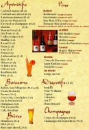 Menu Au Soleil du Maroc - Vins et boissons