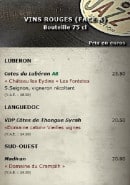 Menu Le Gramophone - Les vins rouges à 75cl