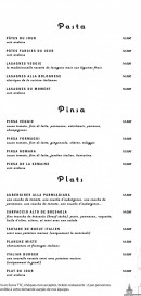 Menu L'Avventura - Les pasta, pinsa, ...