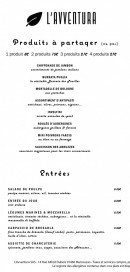 Menu L'Avventura - Les produits à partager, entrées