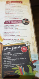 Menu L'Île O'Crêpes - Les desserts, menu enfant, ...