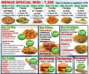 Menu Allo Pizza Pronto - Les menus spéciales midi, les tex mex, les paninis..