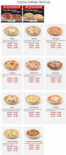 Carte et menu de Andiamo pizza à Sainte Genevieve des Bois — Les pizzas base crème