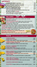 Carte et menu de Au Soleil Italien à Sainte Genevieve des Bois — Antipasti, salades et pasta