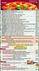 Carte et menu de Au Soleil Italien à Sainte Genevieve des Bois — Pizzas, viandes et poissons