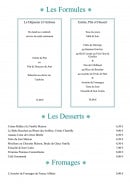 Carte et menu de L'Escale SGDB à Sainte Genevieve des Bois — Formules, desserts et fromages
