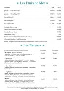 Carte et menu de L'Escale SGDB à Sainte Genevieve des Bois — Fruits de mer et plateaux