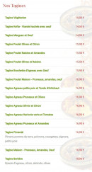 Carte et menu de L'Etoile du maroc à Sainte Genevieve des Bois — Les tagines