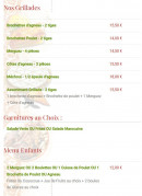 Carte et menu de L'Etoile du maroc à Sainte Genevieve des Bois — Les grillades, garnitures et menu enfant
