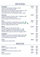 Carte et menu de Le Plongeoir D'en Face à Sainte Genevieve des Bois — Les vins rouges et rosés