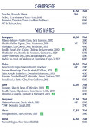 Carte et menu de Le Plongeoir D'en Face à Sainte Genevieve des Bois — Les champagnes et vins blancs