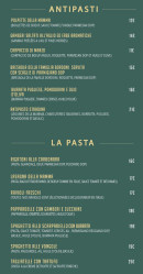 Menu La Stradina - Les pates et antipasti