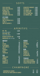 Menu La Stradina - Les softs, apéritifs et champagnes