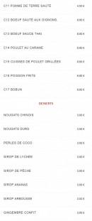 Menu Seven Stars 7 - Les plats chauds suite et desserts