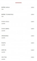Menu Seven Stars 7 - Les boissons