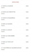 Menu Seven Stars 7 - Les sushis et makis