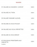Menu Seven Stars 7 - Les salades