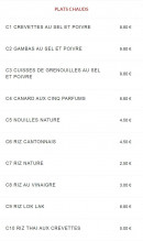 Menu Seven Stars 7 - Les plats chauds