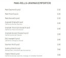 Menu Sushisu - Maki , rolls et  uramaki