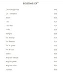 Menu Wafu shidashi - Les boissons softs