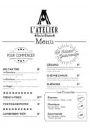 Carte et menu de L'Atelier sur la Braise à Nanterre — Les entrées et salades