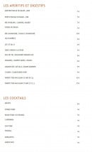 Menu Mise En Saine - Apéritifs, digestifs et cocktails 
