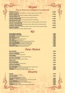 Menu Royal Inde - Biryani, pains, riz et desserts