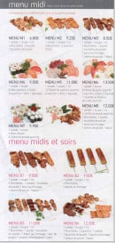 Menu Hoky sushi - Les menus midi et soir