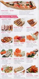 Menu Hoky sushi - Les menus C2 à C4, H1 à H7, F1 à F2