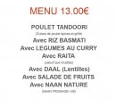 Menu Restaurant Manaslu - menu 13€