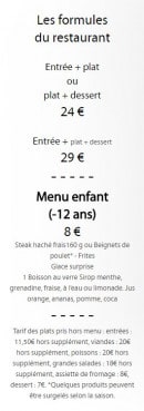 Carte et menu de Au living room à Clamart — Les formules et le menu enfant