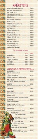 Menu Pappasito's - Les apéritifs 